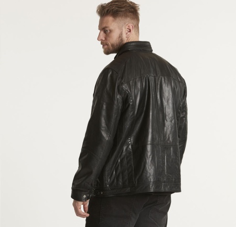 North 56 4 Duża Kurtka Zimowa Skórzana - Czarna