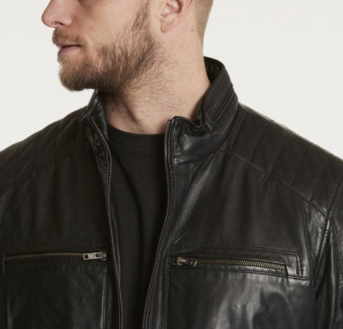 North 56 4 Duża Kurtka Zimowa Skórzana - Czarna