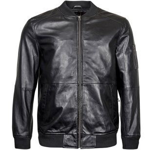 North 56Denim Duża Kurtka Zimowa Skórzana - Czarna