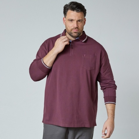 North Latitude Duża Koszulka Polo Longsleeve - Bordo