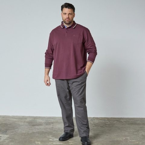 North Latitude Duża Koszulka Polo Longsleeve - Bordo