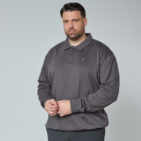 North Latitude Duża Bluza Polo Longsleeve - Szara