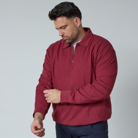 North Latitude Duża Bluza Polo Longsleeve - Bordo